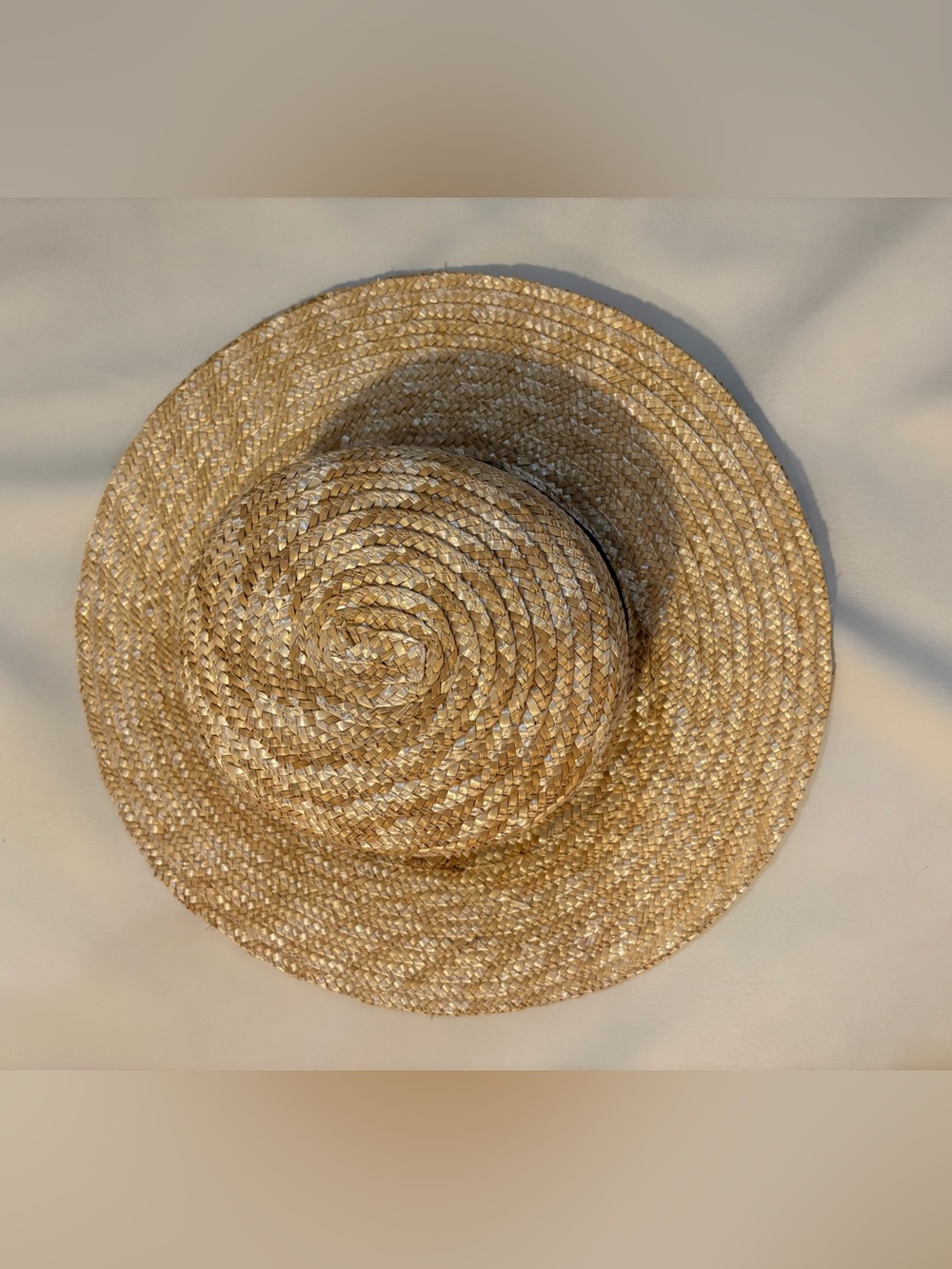 Woven Straw Sun Hat with Black Band - Natural